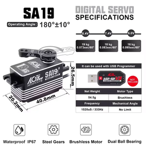 Motor Inteligente BLS Programable de Bajo Perfil SA19 19KG 0.11S de Alta Velocidad 2S HV con Giro de 360 Grados para Piezas de RC - Product Image 4