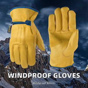 Men Women Windproof Waterproof Genuine Sheep Skin Leather <b>Gloves</b> for Outdoor Driving Cycling <b>Fishing</b>-Full Finger Lightweight - Product Image 2