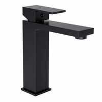 Keran Wastafel Stainless Steel 304 Warna Hitam Doff Panjang 18cm Pegangan Tunggal dengan Indikator Air Panas Dingin, Pemasangan di Atas Meja