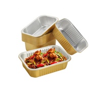 Barquettes en aluminium doré robustes à parois lisses pour plats à emporter, idéales pour la livraison rapide de repas, vente en gros de contenants en aluminium