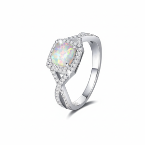 Bague en opale de feu en argent sterling 925, bijoux de mariage - Product Image 1