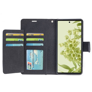 Genuine Pebble <strong>Leather</strong> case With 6 Card Slot Wallet <strong>Pouch</strong> for google PixeL6 Pro Emf protection Flip Phone case Cover - Product Image 2