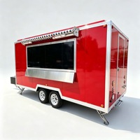 Remorque de restauration mobile à double essieu avec cuisine complète en acier inoxydable pour la vente de snacks, burgers, café et glaces en extérieur