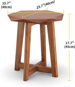Tavolino <span class=keywords><strong>Esagonale</strong></span> in Legno Massello - Tavolino Laterale Moderno Minimalista per Soggiorno, Tavolino Decorativo in Legno Naturale <span class=keywords><strong>con</strong></span> Design a <span class=keywords><strong>Base</strong></span> a X - Product Image 3