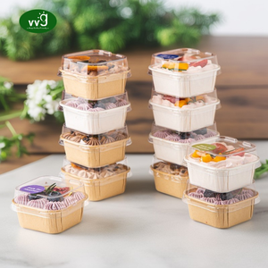 VVG Manufacture Non Stick Rolled Rim Grease Proof <strong>Mini</strong> Rectangle Paper Loaf <strong>Tray</strong> Kraft Paper Cupcake Mold - Product Image 4