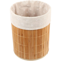 Panier à linge rond en bambou, robuste et pliable, tressé, pour vêtements sales, panier de rangement décoratif, poubelle