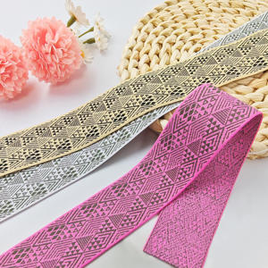 Cinta Elástica de Spandex/Nailon Gruesa con Logotipo Personalizado de Fábrica, Color Personalizado, con Patrón Geométrico para Prendas, Logotipo Jacquard con Letras HH4K - Product Image 5