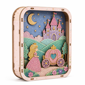 Vente en gros, fabrication sur mesure, châteaux de princesses des contes de fées, puzzle en bois 3D miniature, <span class=keywords><strong>kit</strong></span> de peinture au diamant DIY pour adultes - Product Image 1