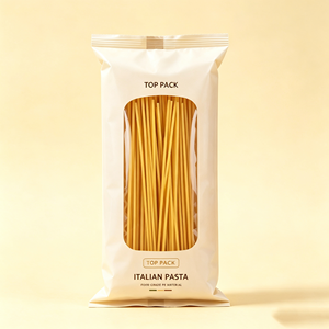 Sachet oreiller PE personnalisé OEM à faible MOQ avec fenêtre, scellé au dos, pour emballage de pâtes (spaghetti, penne, fusilli) 250g, 500g, 1kg, pour la vente au détail de marques - Product Image 3
