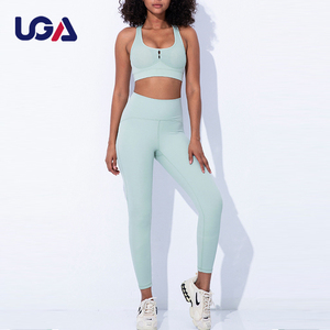 Ropa de Yoga con aguacate ligero para niñas, Sujetador deportivo calado, pantalones de Yoga con realce de trasero, conjunto deportivo de compresión forrado - Product Image 5