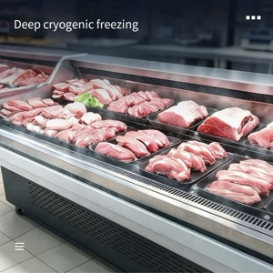 Vitrines réfrigérées professionnelles pour <span class=keywords><strong>boucherie</strong></span>, réfrigérateur à viande en verre incurvé pour épicerie, équipement <span class=keywords><strong>de</strong></span> cuisine, vitrine réfrigérée - Product Image 4