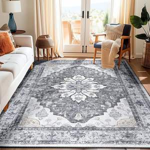 Modern Area <b>Rugs</b> Vintage Bluish <b>Grey</b> Floral Non Slip Non Shedding Soft Rectangular carpet for <b>Living</b> <b>Room</b> Custom in Stock - Product Image 1