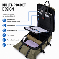 Sac à dos de voyage imperméable avec compartiments pour chaussures, fermeture éclair SBS, grand sac à dos de randonnée, bretelles réglables pour le camping en plein air