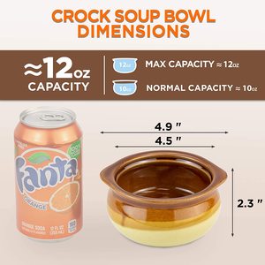 Bols à soupe en céramique ivoire marron 12 Oz porcelaine français oignon Crock pour ragoûts, chili, haricots cuits fromage - Product Image 4