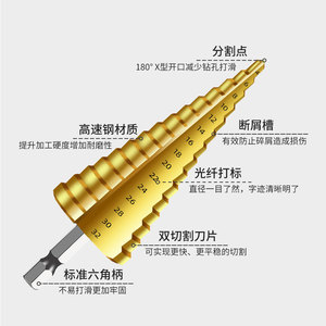 Twist <b>Drill</b> Bit Hexagonal Shank Gold Finish Titanium Coated <b>Step</b> <b>Drill</b> Metal Drilling Set - Product Image 3