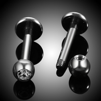 10 pièces/paquet ASTM F136 titane basique lèvre Piercing CZ lèvre goujon fils internes et externes Vertical Labret Piercing anneau bijoux