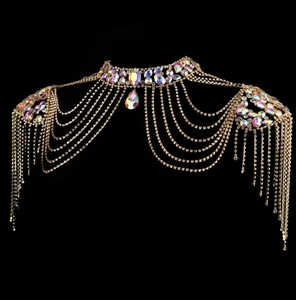 Chaîne de harnais d'épaule de corps en cristal de luxe pour les femmes <span class=keywords><strong>Sexy</strong></span> gland strass pour les fêtes cadeaux fiançailles bijoux de dos de mariée - Product Image 1