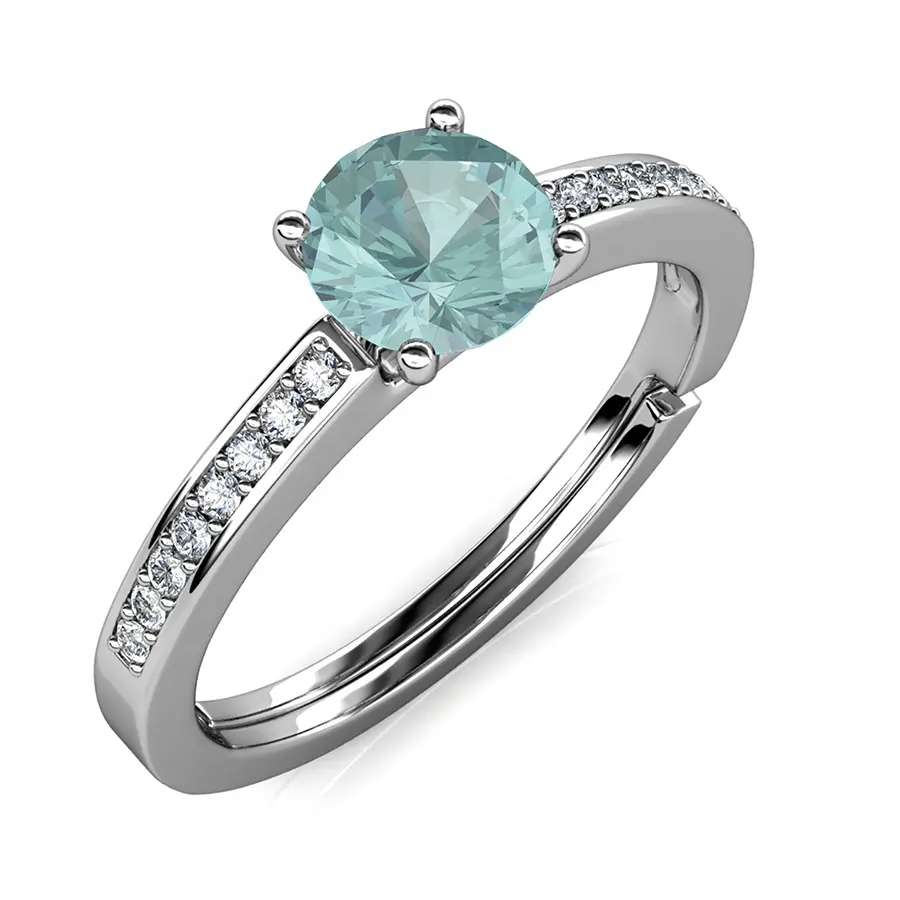 2021 Ideal geschnittener Moissan ite Diamond Jewelry 925 Silber 1 Karat Blau Solitaire Verlobung sring für Frauen Destiny Jewell ery