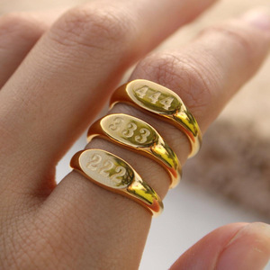 Élégant Unique <span class=keywords><strong>111</strong></span> à 999 Bague en acier inoxydable pour femme Étanche 18K PVD Creative Angel Number Bijoux de mode - Product Image 5