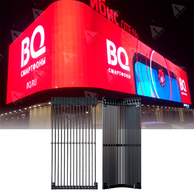 Apexls T Series 16-16 LED Transparent Outdoor Waterproof High-Definition Curtain Wall Display Screen for Elevator Use