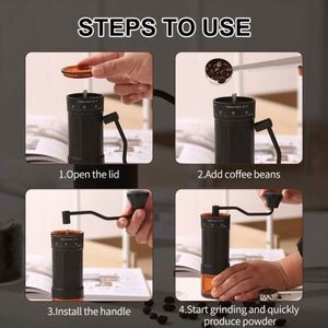 เครื่องบดกาแฟแบบมือหมุนพกพา 40 ระดับ ปรับได้ ใช้กับกาแฟแบบกรอง พร้อมฐานแก้ว - Product Image 4
