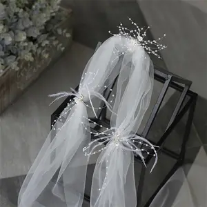 Custom Made Bridal Haarstukken Bruiloft Hoofddeksel Handgemaakte Kralen Sluiers En Bruid Haarband Accessoires