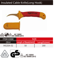 Couteau à câble isolé 1000V avec longue pointe, certification WEDO VDE AC