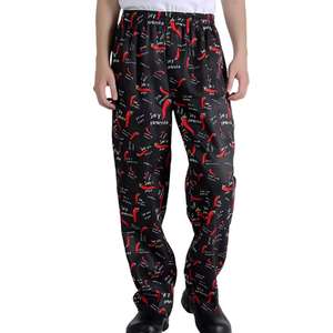 Pantalones de trabajo de chef rectos, pantalones de uniforme de restaurante de cocina estampados para chef - Product Image 1