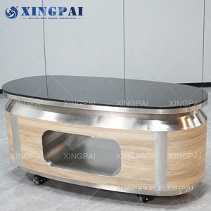 Table de buffet mobile personnalisée en acier inoxydable avec plateau en marbre, XINGPAI Dubaï / Hôtel arabe, banquet, restauration - Product Image 1