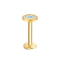 Labret-Anillo de labio sin rosca, joyería para el cuerpo, top de ojo, Pin de empuje, Piercing de tubo