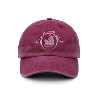 Casquette de baseball unisexe non structurée en denim rétro RD BA 0672, 100 % coton, broderie 3D, 6 panneaux, rouge délavé, personnalisable en gros
