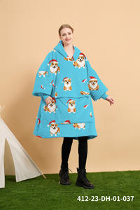 เสื้อฮู้ดผ้าฟลีซเนื้อนุ่ม อุ่นสบาย สไตล์ผ้าห่ม สำหรับผู้ใหญ่ แบบสวมใส่ได้ 男女兼用 ผลิตตามสั่งจากโรงงาน ราคาประหยัด คุณภาพดี - Product Image 3