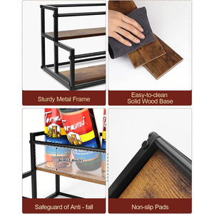 Nabao Two Tier Syrup Holder Wooden Countertop <b>Storage</b> <b>Rack</b> For Coffee Condiments Organizer - Product Image 5