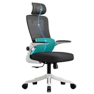 Chaise de bureau de luxe moderne pour ordinateur, fauteuil ergonomique en maille avec support lombaire et repose-pieds pour