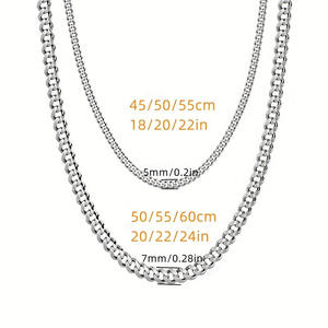 2pcs 5/7mm 패션 체인 목걸이 남성용 스테인레스 스틸 쿠바 링크 목걸이 힙합 펑크 쥬얼리 - Product Image 6