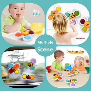 Becho Toy <span class=keywords><strong>2026</strong></span> Neu 3er-Set Plastik-Tier-Windmühlen-Rasseln, drehbare Fidget-Sensorik-Badespielzeuge mit Saugnapf für Babys - Product Image 4