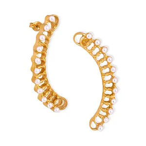China Manufacturer Wholesale Quality Beads Stainless steel Gold Plated Earrings for women
