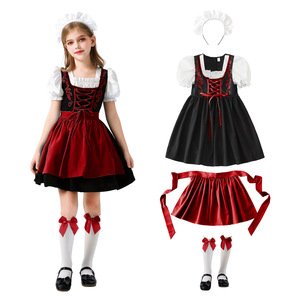 Fantasia Tradicional Bávara para Meninas, Vestido de Dirndl Alemão para Oktoberfest de Munique, com Faixa de Cabelo e Meias - Product Image 5