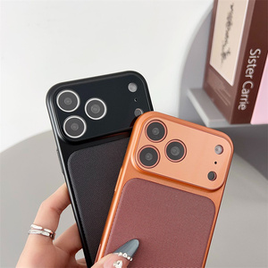 Linen Textured Converted Magnetic 360 Protection Wireless Charge Phone <b>Case</b> for 17/16/15 Pro Max Camera Glass Fabric Back - Product Image 5