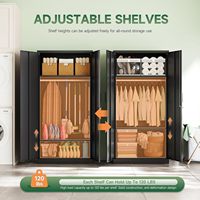Armoire métallique autoportante à double porte, grande capacité, en acier, pour rangement de vêtements, avec serrure, organisateur de placard pour la maison