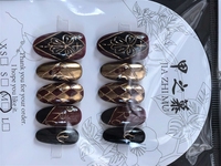JIAZHIMU Nouvelle Arrivée Faux Ongles à Presser Amande Française Couverture Complète en Acrylique, Motif Carré Nouveauté, Fleurs 3D Faites à la Main Colorées