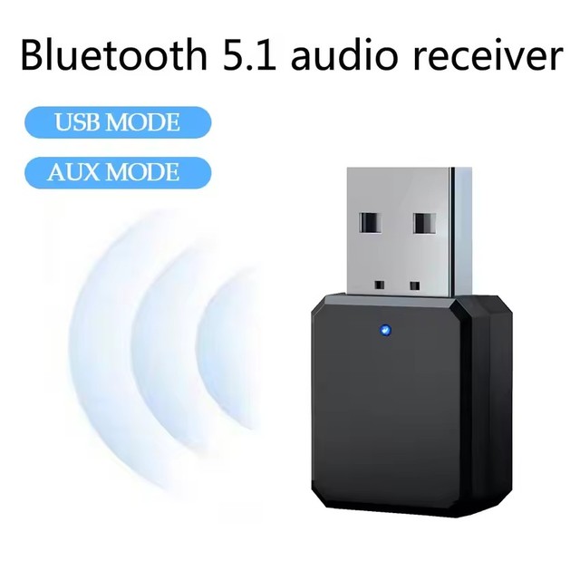 -compatible 5.1 Audio Receiver Dual Output AUX USB Stereo Car Hands-free Call Built-in Microphone Wireless