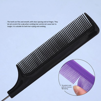 Peigne en plastique multicolore en gros avec manche en acier à queue de rat, résistant à la chaleur, antistatique, pour tressage et séparation des cheveux en salon