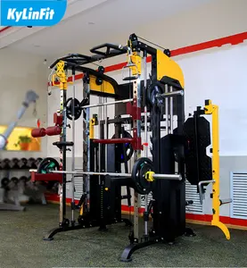 Kylinfit Multi Functional Trainer Barbell Rack Gym Commercial Squat Rack Wave Fitness Equipment Smith Machine