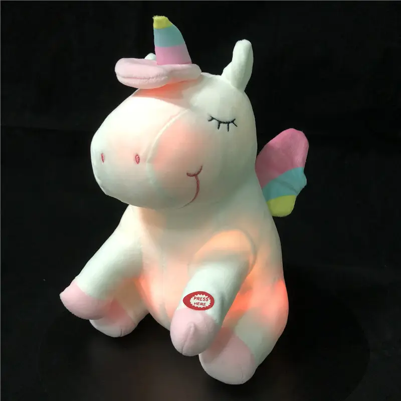 Mainan Boneka <span class=keywords><strong>Hewan</strong></span> Unicorn Pelangi, Hadiah Mainan Anak Lampu Led Unicorn Pelangi Boneka Unicorn Lucu