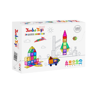 Juego de bloques de construcción de azulejos magnéticos para niños, juguete de construcción de arcoíris, <span class=keywords><strong>100</strong></span> piezas - Product Image 6