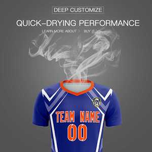 定制皇家抽象图案透气足球上衣/球衣套装 - Product Image 5