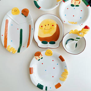 Ensemble de vaisselle en céramique pour enfants, bol, assiette, tasse, cuillère, sans BPA, passe au lave-vaisselle, imprimé animal mignon, boîte cadeau - Product Image 4