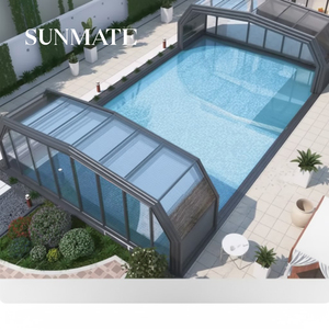 Cubierta de Piscina Residencial Moderna Personalizada de Aleación de Aluminio con Techo Retráctil Telescópico de Vidrio - Product Image 1