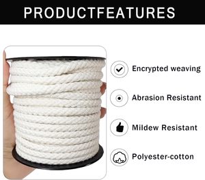 Cordon en polyester-coton naturel doux de 8 mm, 20 yards, pour macramé, cordon de serrage, pantalons de survêtement, sweats à capuche, sacs, artisanat, décorations murales tressées - Product Image 3